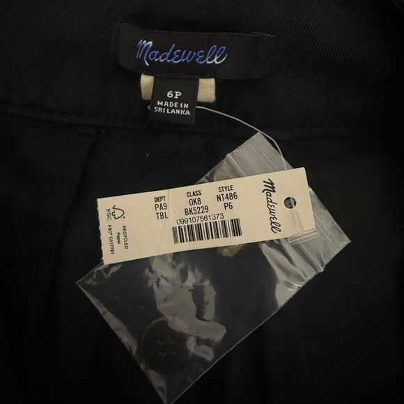 MADEWELL The Petite Harlow Wide-Leg Pant in Drapey Twill 6P True Black NWT B88 - Picture 5 of 6
